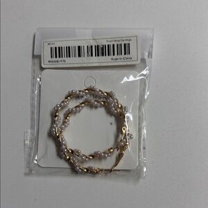 Gold and White Pearl Hoop Earrings